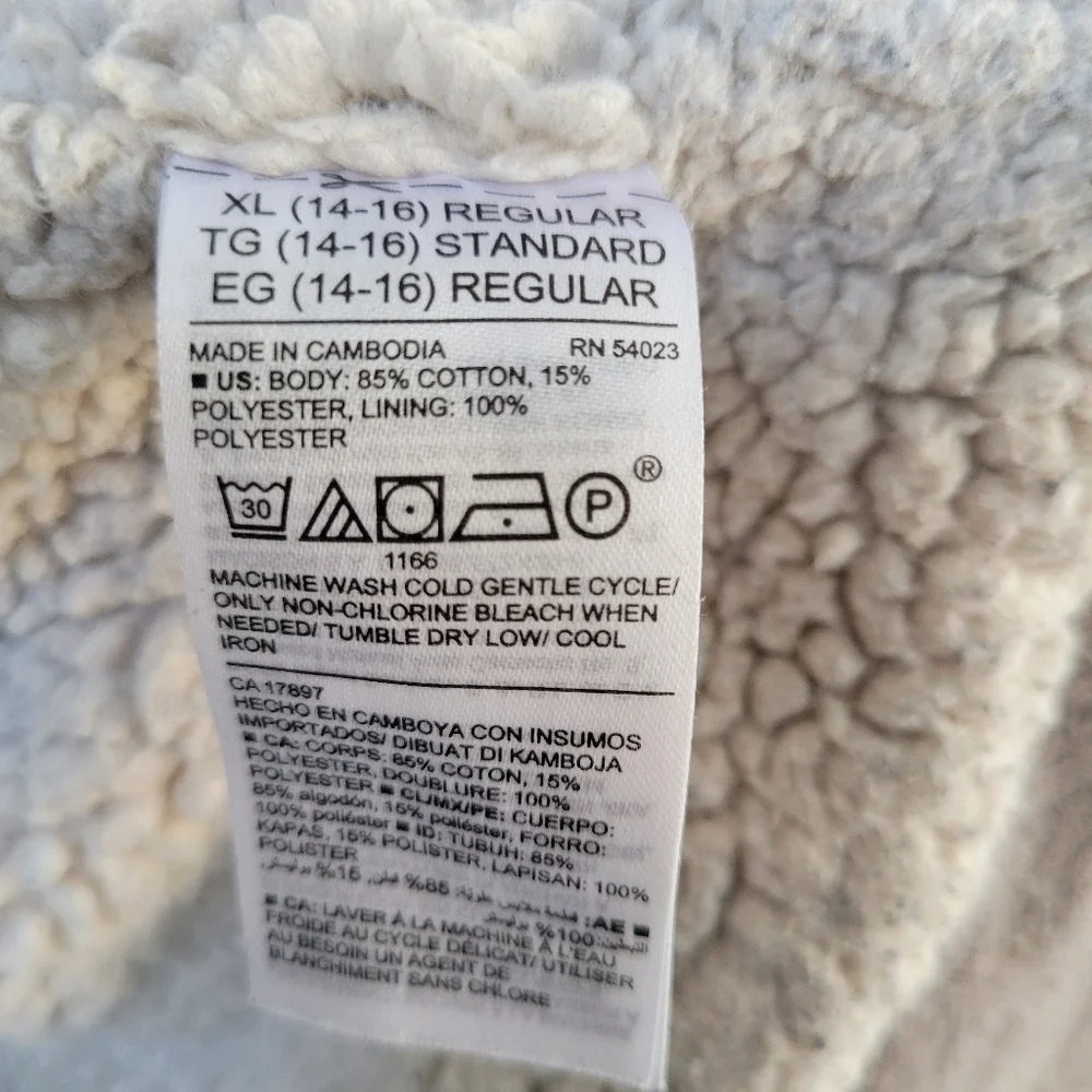 Old Navy‎ Boys Kids Sherpa Zip Up Hoodie XL 14-16